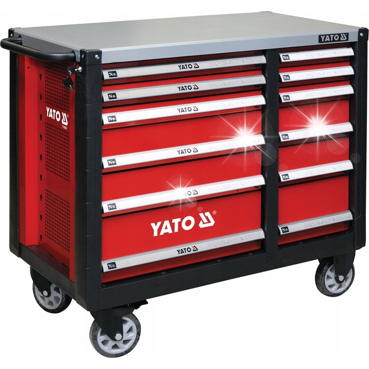 Количка за инструменти Yato, органайзер за инструменти, 4 чекмеджета, сива, 60x40x80см