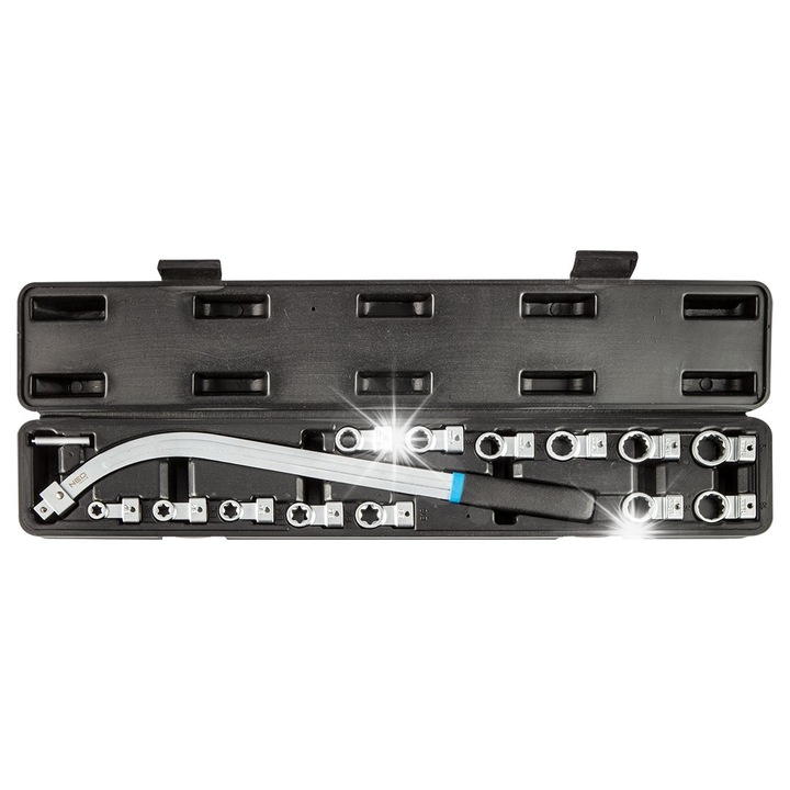 Комплект инструменти NEO TOOLS, 14 части, накрайници TORX E10-E18, накрайници 12-стенни 12-19мм, 1.7кг