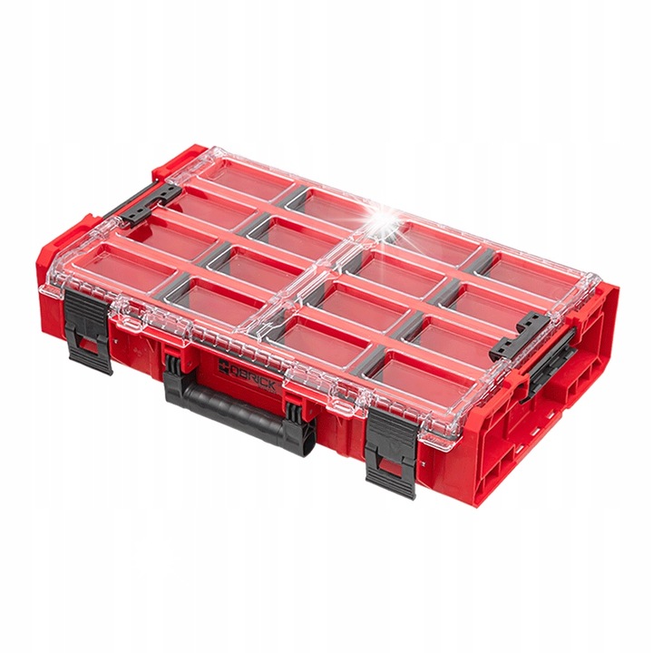 Rendezőszervező Qbrick System ONE XL Hosszú tároló, piros, 582x387x131mm, 4 rekeszes