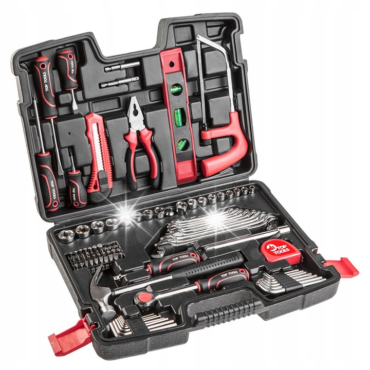 Комплект инструменти 100 части Top Tools 1/4", 3/8", различни аксесоари, пластмасова кутия