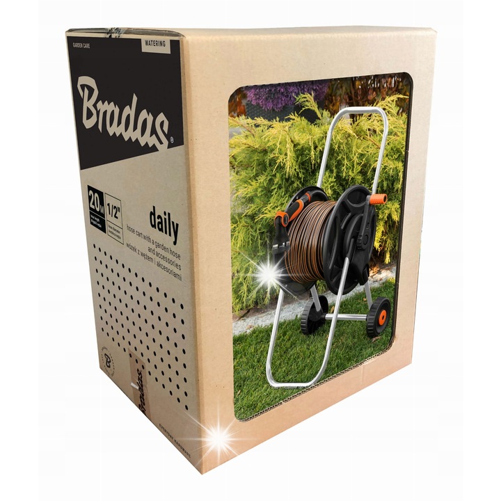 Количка с маркуч 1/2" 20 м и разпръсквачи Bradas BLACK LINE ECO-AG26020SET2