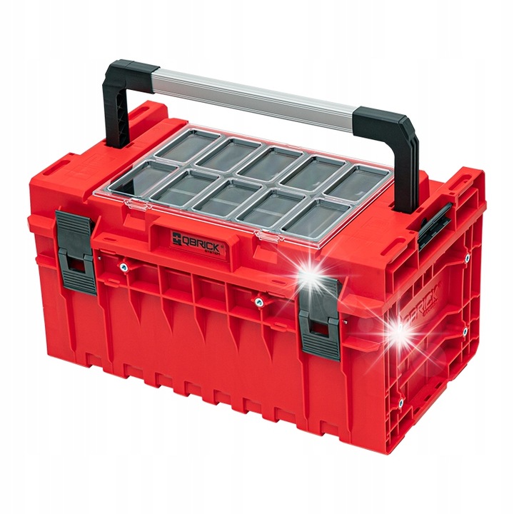 Qbrick System ONE 350 2.0 Expert szerszámosláda, 38L, RED Ultra HD, 585x385x320mm, 10 db-os M8 betétkészlettel