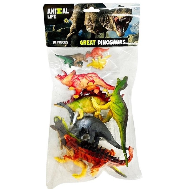 Dinoszaurusz figurák, 10 darabos készlet, QUINT, gyermekeknek 4 éves kortól, többszínű