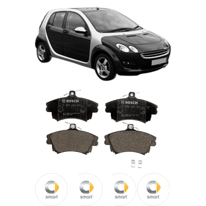 Set placute frana Fata SMART FORFOUR (454) 1.5 BRABUS (454.034) din 2005-2006, KW 130 CP 177 CMC 1468, Auto, Bosch, 4 Stickere auto cu SMART