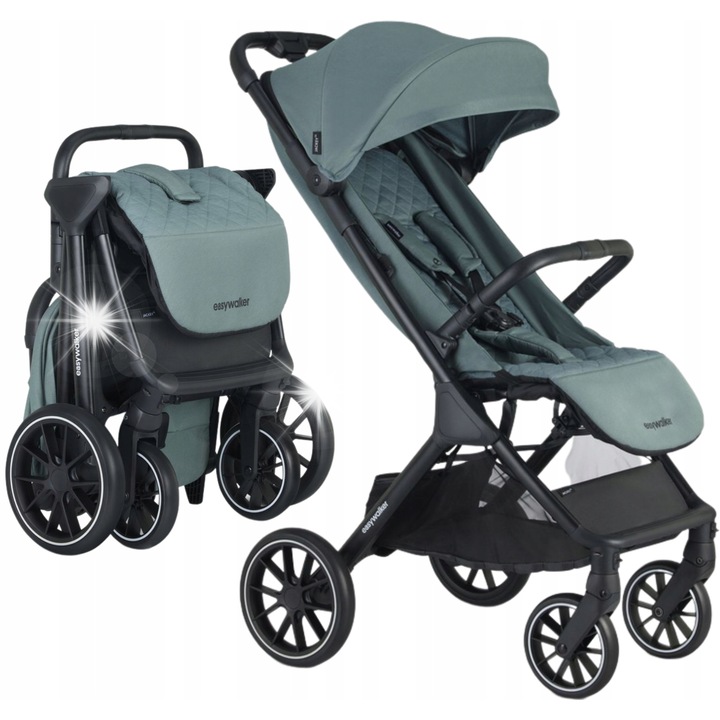 Лека количка Jackey XL, Easywalker, Shadow Black, за деца до 22 кг, с големи колела и автоматично сгъване