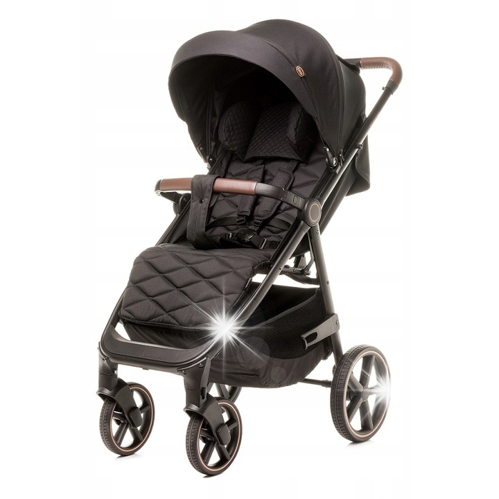 Количка 4BABY STINGER PRO, черна, 22 кг, система за бързо сгъване, големи колела без поддръжка