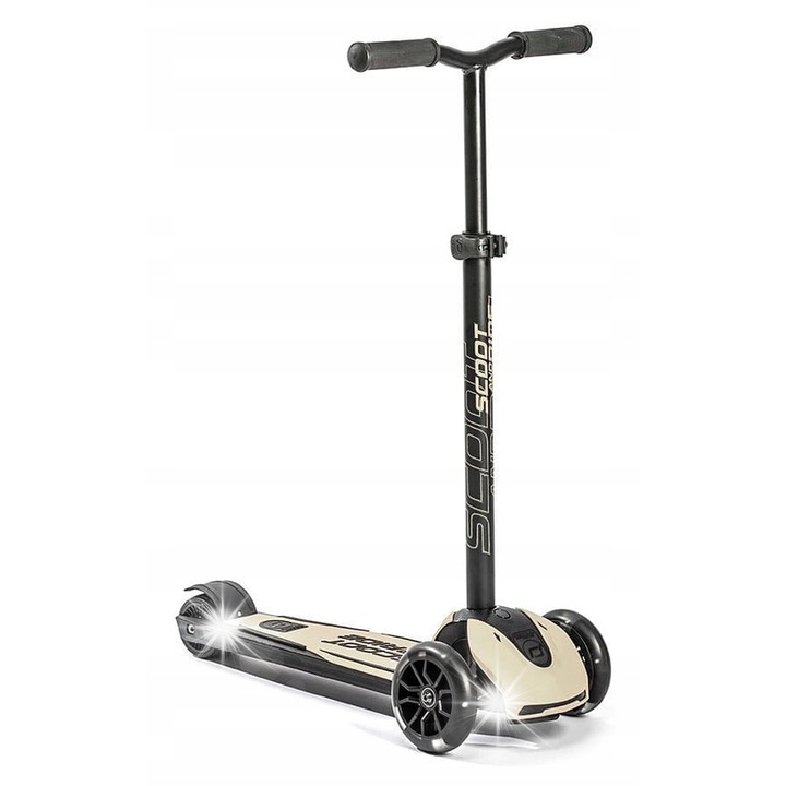 Trotineta 3 roti Scoot & Ride Highwaykick 5 LED, krém-szürke, 62,5-90 cm, 5+ éves gyermekeknek