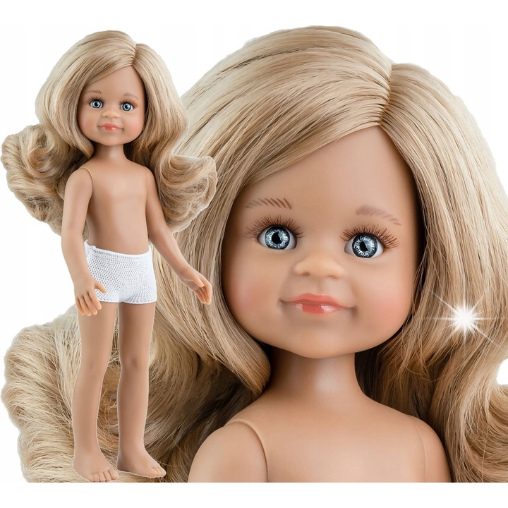 Paola Reina CLEO baba 32 cm, ruha nélkül, vinil, gyönyörű hajjal