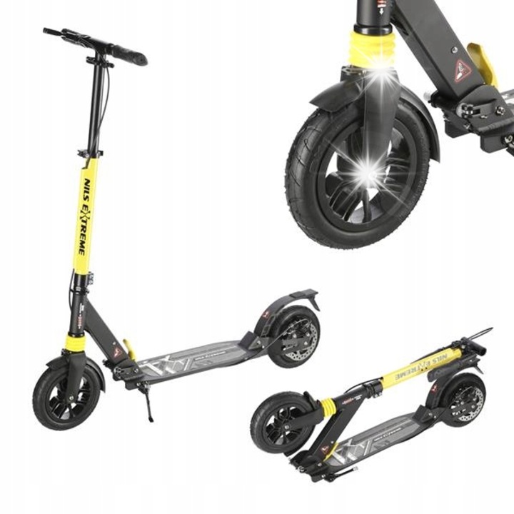 Сгъваема тротинетка Nils Extreme HM208T, големи помпащи се гуми, дискова спирачка, 96x40x82-105см, черно-жълта