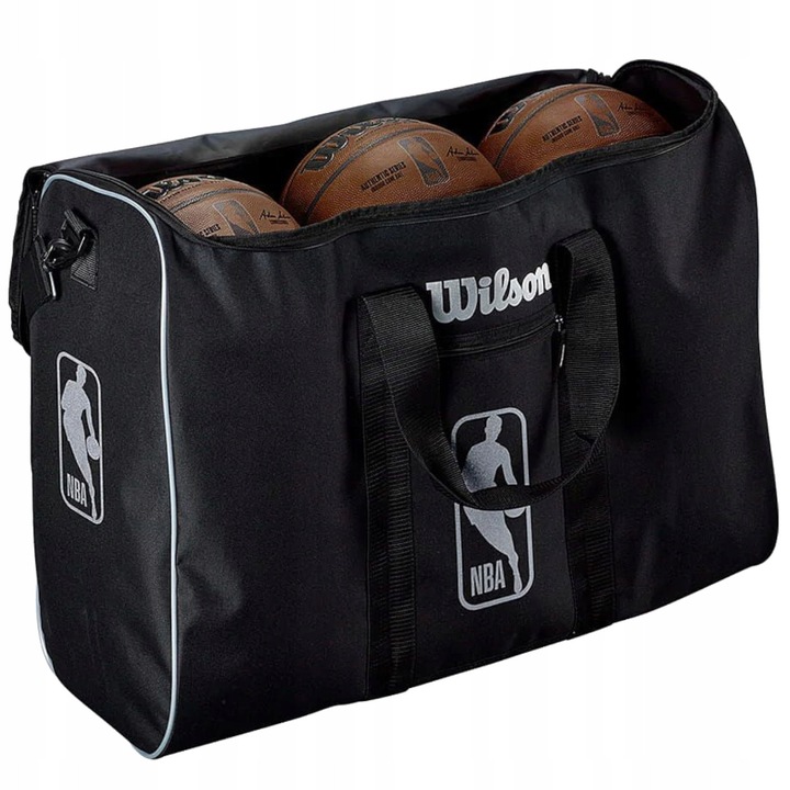 Geanta sport, Wilson NBA Authentic, pentru 6 mingi, neagra, dimensiune unica