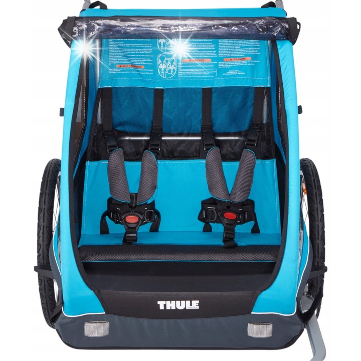 Количка Thule Coaster XT за 2 деца, комплект с колело за разходка, лесно сгъваема, синя