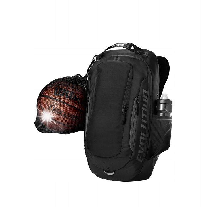 Wilson Evolution sport hátizsák, nagy fő rekesz, hőszigetelt zseb, 100% poliészter, fekete