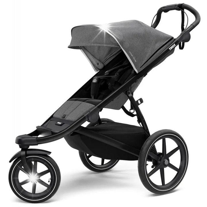 Количка за бягане Thule Urban Glide 2, сив меланж, 16'' колела, капацитет 34 кг, размери 87x69x34 см