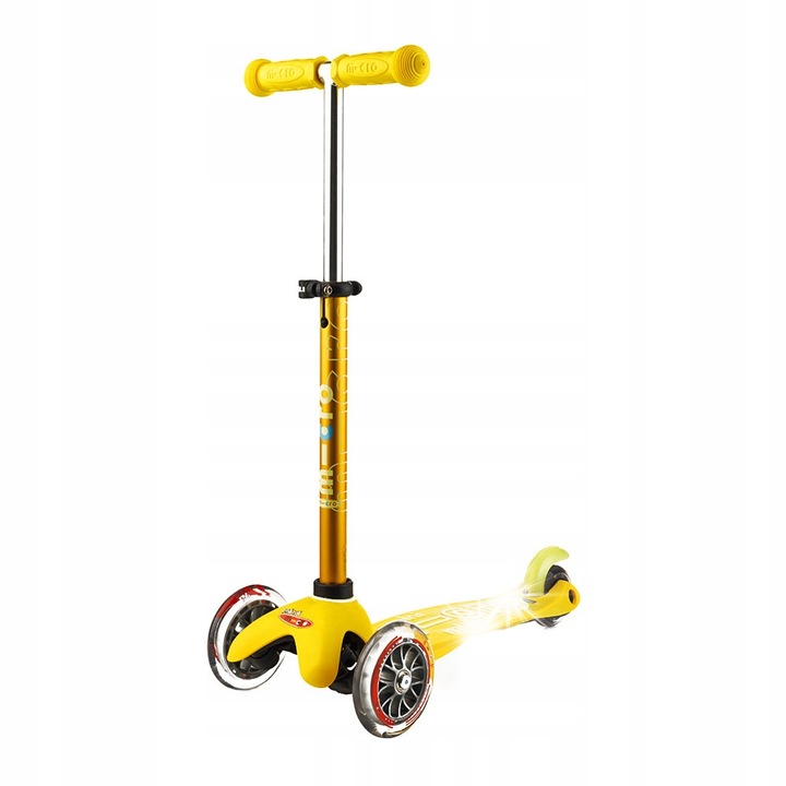 Mini Micro Deluxe roller, 3 kerekű, sárga, állítható magasságú, 2+ éves gyermekeknek, max. 35 kg