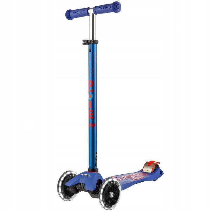 Тротинетка Maxi Micro Deluxe LED, 3 колела, синя, за деца 6+, до 70 кг