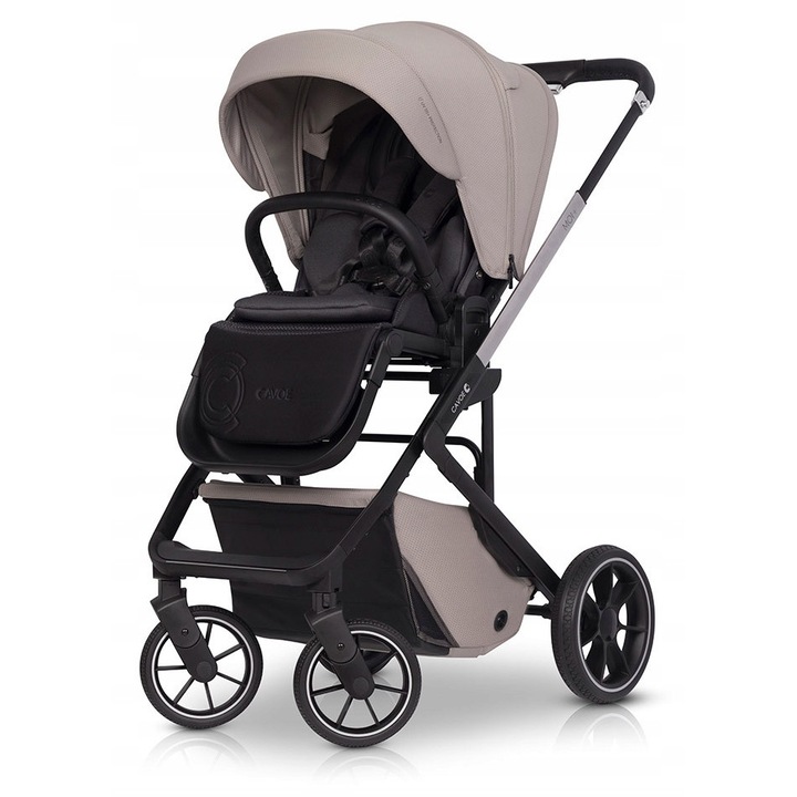 Детска количка MOI+, CAVOE, 22 кг, бежова, с аксесоари, включително дъждобран, мрежа против комари