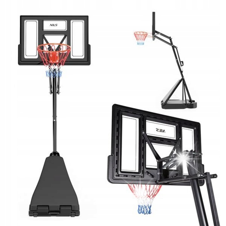 Баскетболен кош NILS ZDK520, регулируема височина 245-305см, диаметър 45см, табло 110x75см, пълен комплект