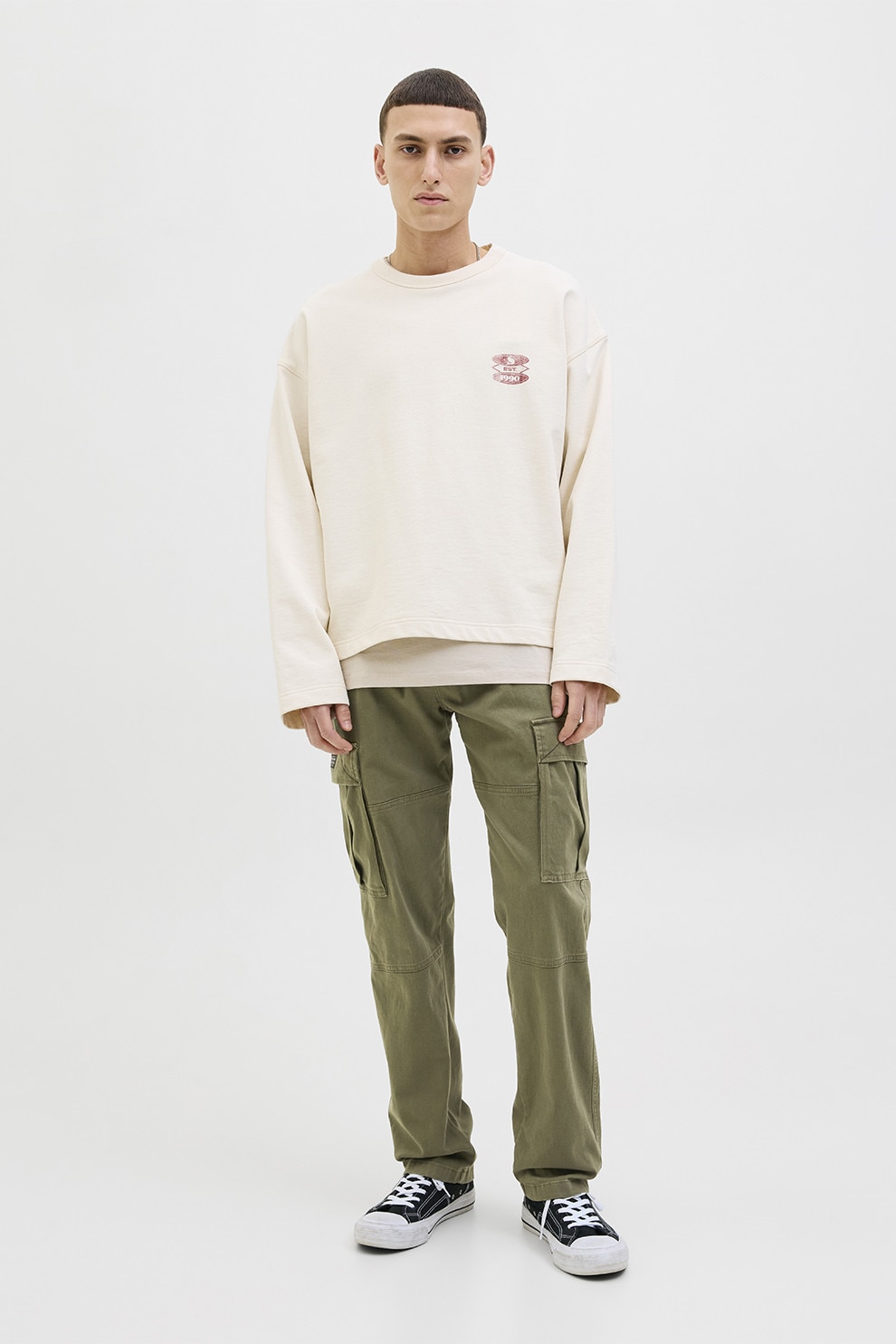 Jack & Jones, Pantaloni cargo din amestec de bumbac, Kaki, W34-L32