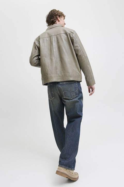 Jack & Jones, Mosott hatású straight fit farmernadrág, Olajkék