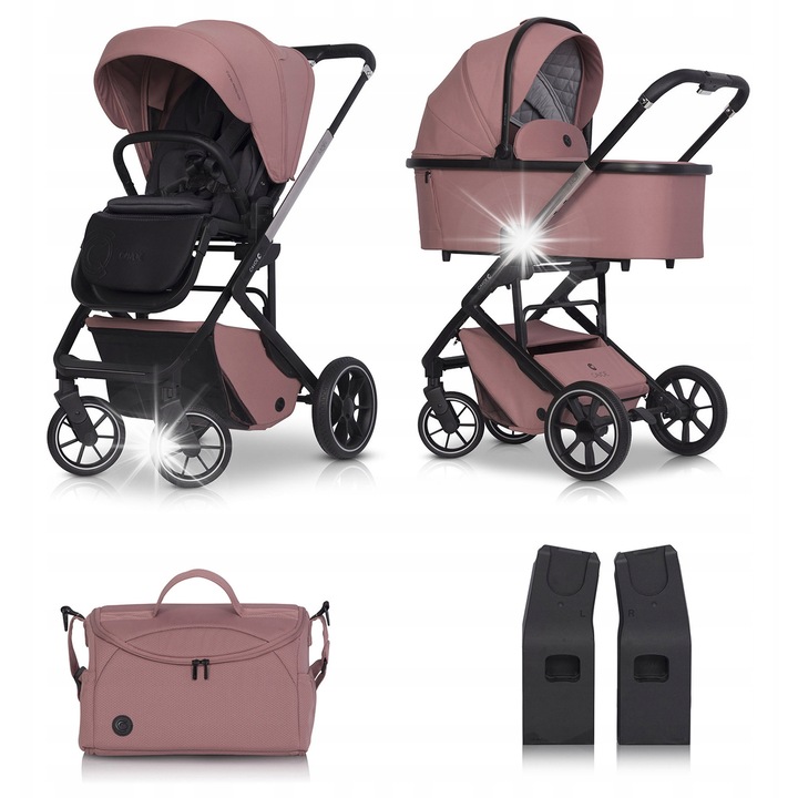 Количка 2в1 CAVOE MOI+, Desert Rose, с адаптери, чанта, до 22 кг