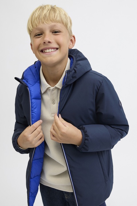 Jack & Jones, Jacheta reversibila cu gluga, Albastru royal/Bleumarin