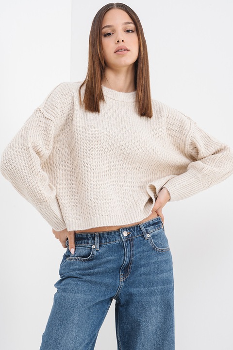 Only, Pulover tricotat gros Mally, Bej deschis