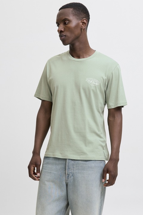 Jack & Jones, Kerek nyakú mintás pamutpóló, Hamuszürke