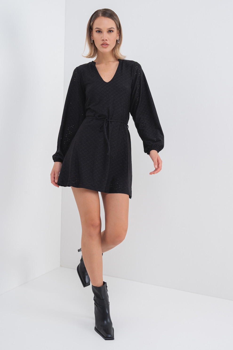 JdY, Rochie cu broderie Sangallo Cathinka, Negru, M