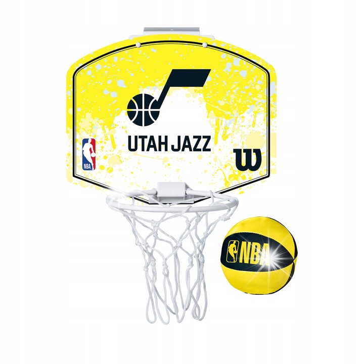 Мини баскетболна табла Wilson Utah Jazz, 28,5x24см, комплект с обръч и топка