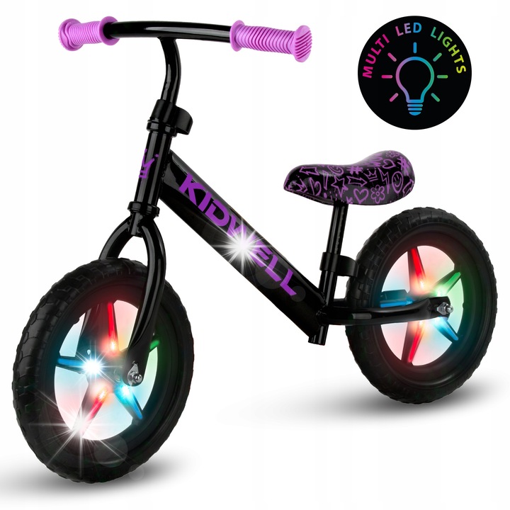 Детски велосипед Kidwell Rebel LED, колела със светлини, лек, регулируем, 80-120 см