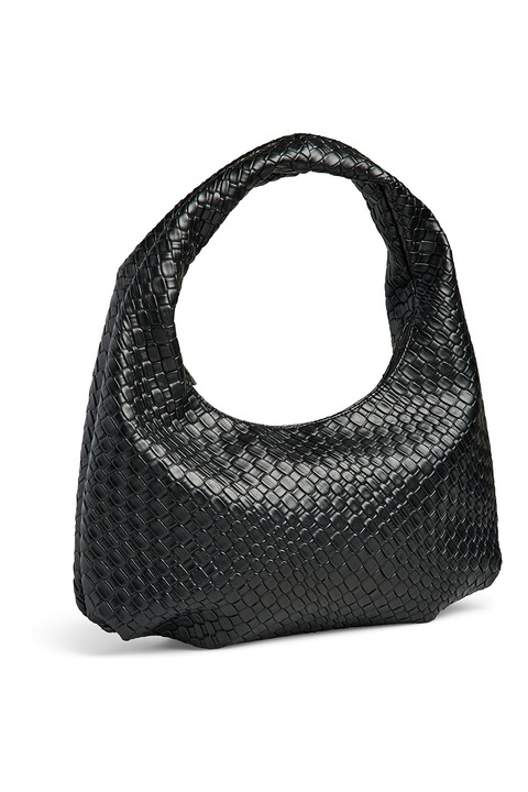 Pieces, Geanta de piele ecologica cu bareta de umar, Negru