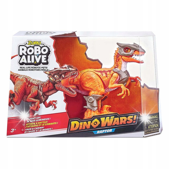 Робот играчка Zuru, Динозавър Robo Alive, Раптор, оранжев, 350гр
