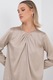 Only, Bluza cu decolteu la baza gatului si pliuri, Maro nisip
