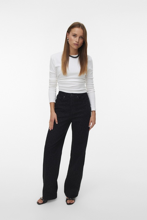 Vero Moda, Blugi drepti cu animal print, Negru