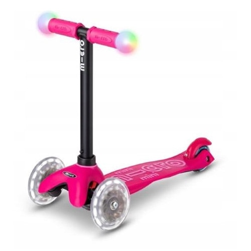 Scaun trotineta Micro Mini2Grow Deluxe Magic LED, rozie, cu scaun