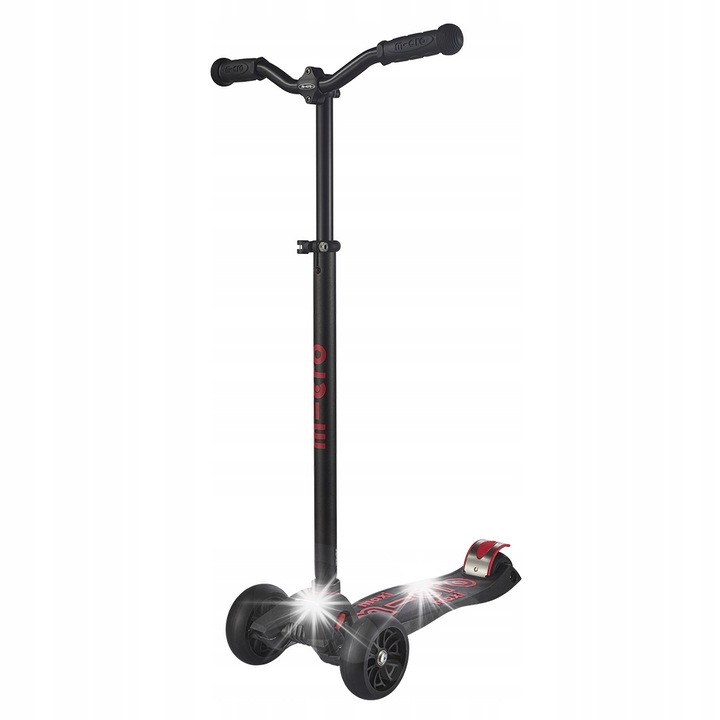 Тротинетка Maxi Micro Deluxe Pro, 3 колела, черно/червено, 50кг, 72-91см