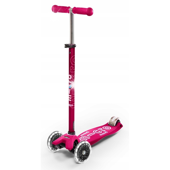 Тротинетка Maxi Micro Deluxe LED, 3 колела, нов дизайн, 70кг, 680x910мм, за деца 5-9 години