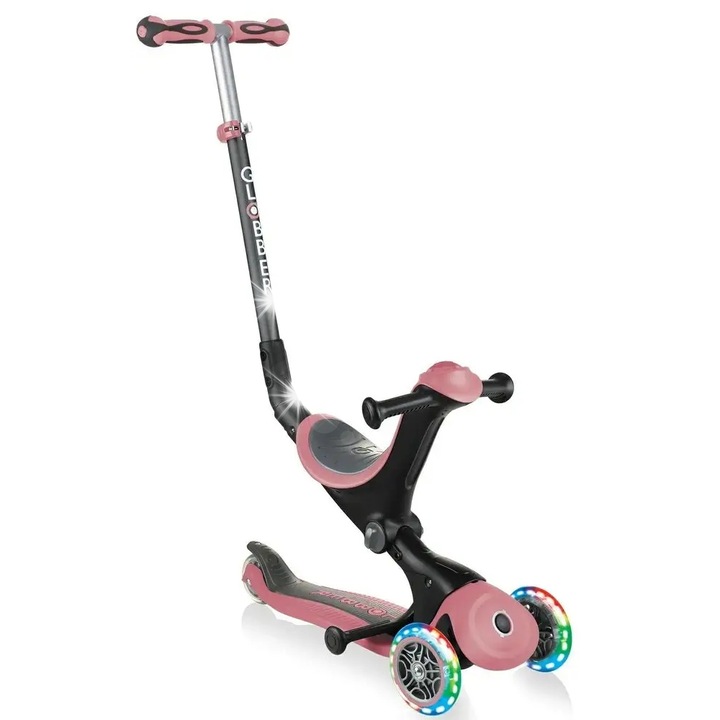 Тротинетка 3 в 1 Globber GO-UP Deluxe, със светлини, регулируема, многоцветна, 3 режима на използване