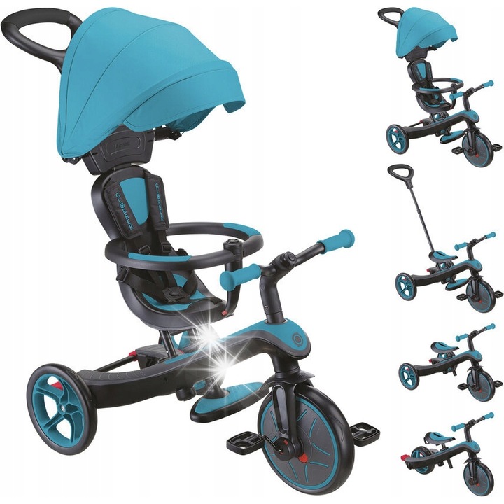 Сгъваем триколесен велосипед за деца Globber Explorer Trike 4 в 1, 10 месеца - 5 години, 65 - 105 см, многоцветен