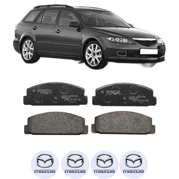 Set placute frana Spate MAZDA 6 Station Wagon (GY) 1.8 din 2002-2007, KW 88 CP 120 CMC 1798, Auto, Bosch, 4 Stickere auto cu MAZDA