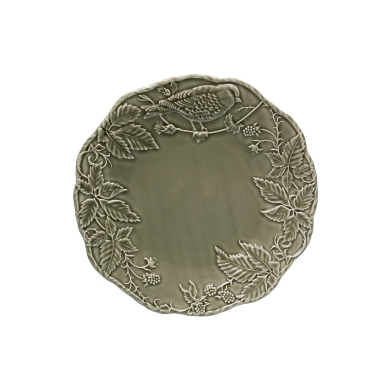 Platou, BP, motiv floral cu pasare, gri inchis, 32cm