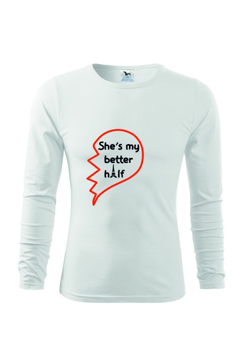Bluze de barbati basic fit-t long sleeve she's my better half negru, Alb/Negru