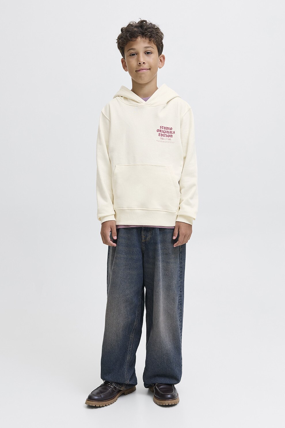 Jack & Jones, Hanorac regular fit cu model text, Alb fildes, 164