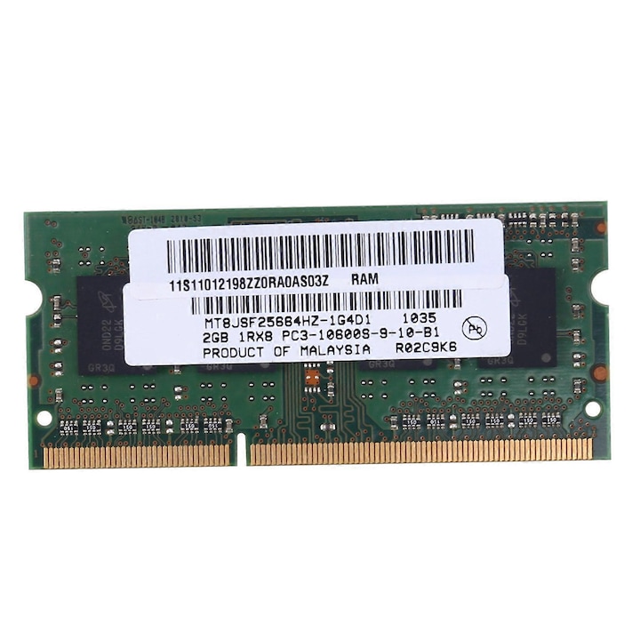 Laptop RAM memória DDR3 2GB 1333MHz 204 tűs, Non-ECC, Zöld, 7x3cm