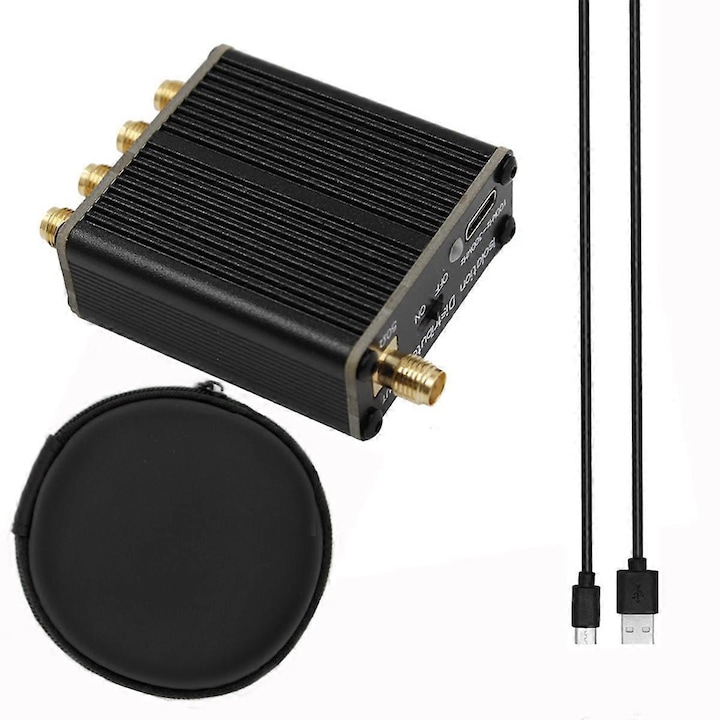 Distribuitor activ de izolare RF, 4 canale, 100kHz-150MHz, negru, din aliaj de aluminiu