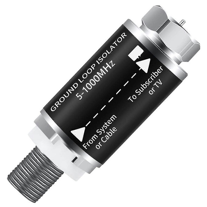 Transformator de izolare audio pentru cablu TV, negru, metalic