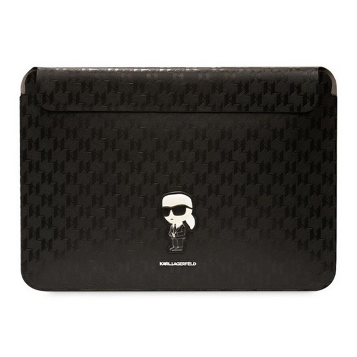 Karl lagerfeld saffiano monogram ikonik tok fekvő, bőr hatású laptop/notebook/tablet, univerzális, 16" méret, fekete