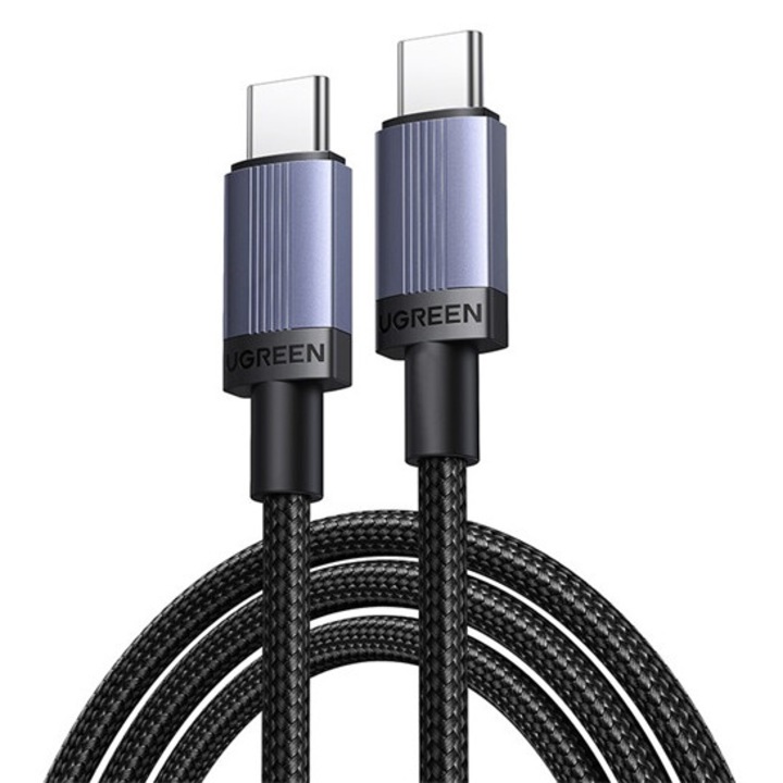 Ugreen l528 adatkábel, type-c - type-c, 100w, pd gyorstöltő, 50cm, sötétszürke