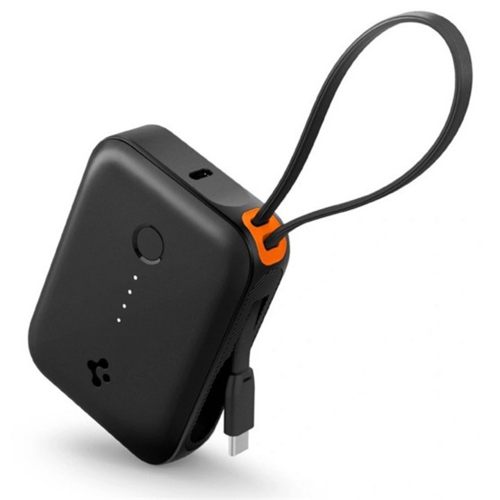 Spigen ea3010bt vésztöltő usb+type-c aljzat, 10000mah, 30w, pd gyorstöltő, led jelzés + fix type-c kábel, fekete