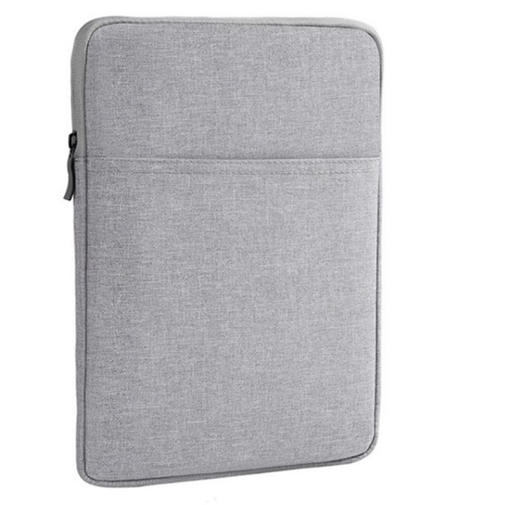 Gigapack tabletvédő álló, textil, univerzális, ütésálló belső réteg, cipzáras, vízálló, 8" méret, világosszürke